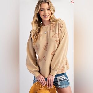 Easel Beige Cowboy Hat Sweatshirt